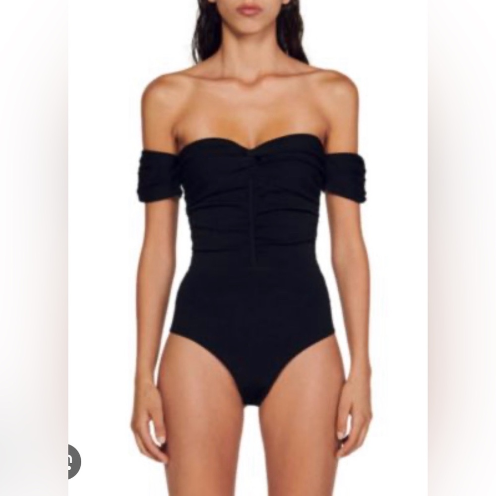 Sandro Black Off-Shoulder Bodysuit size 3